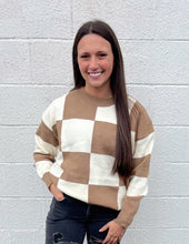 Load image into Gallery viewer, One Step Closer Checkered Sweater Mocha