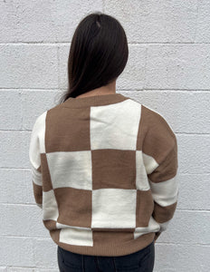 One Step Closer Checkered Sweater Mocha