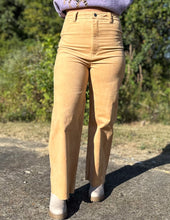Load image into Gallery viewer, Free Falling Stretch Wide Leg Jean Suede Cream Gold