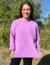 Load image into Gallery viewer, Don&#39;t Ever Look Back Raglan Chenille Sweater B Lavender