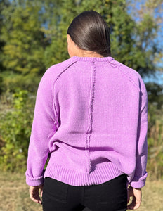 Don't Ever Look Back Raglan Chenille Sweater B Lavender