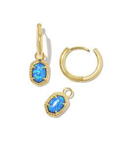 Kendra Scott Daphne Gold Framed Huggie Earrings Bright Blue Opal