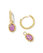 Load image into Gallery viewer, Kendra Scott Daphne Gold Framed Huggie Earrings Magenta Opal