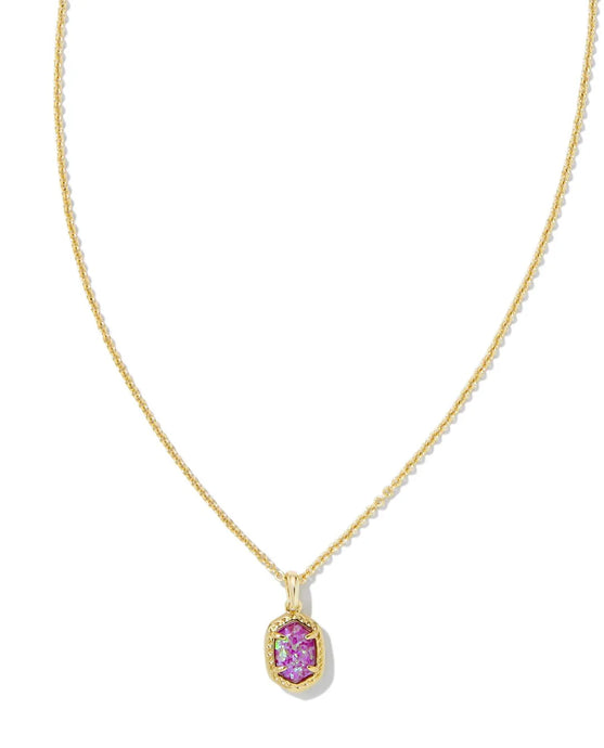 Kendra Scott Daphne Gold Framed Pendant Necklace Magenta Opal