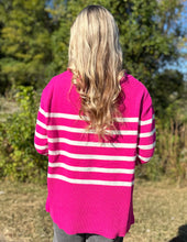Load image into Gallery viewer, Darling Please Striped Sweater Fuchsia