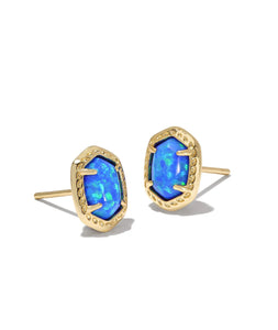 Kendra Scott Daphne Gold Framed Stud Earrings Bright Blue Opal