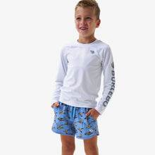 Load image into Gallery viewer, Burlebo Youth Swim Trunks in Blue Jumbo Mallards