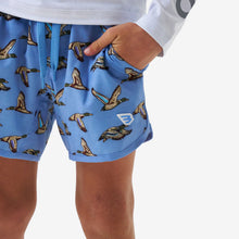 Load image into Gallery viewer, Burlebo Youth Swim Trunks in Blue Jumbo Mallards