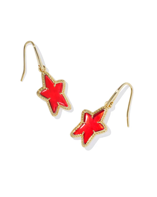 Kendra Scott Ada Star Small Drop Earrings Gold Red Illusion