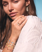 Load image into Gallery viewer, Kendra Scott Adriana Scallop Frame Gold Delicate Chain Bracelet in Sky Blue