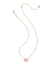 Load image into Gallery viewer, Kendra Scott Cailey Gold Butterfly Pendant Necklace in Pink