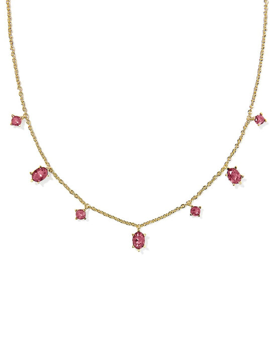 Kendra Scott Gold Cailin Strand Necklace in Red Crystal
