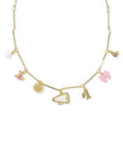 Load image into Gallery viewer, Kendra Scott Gold Cheer Charm Necklace in Pink/White Mix