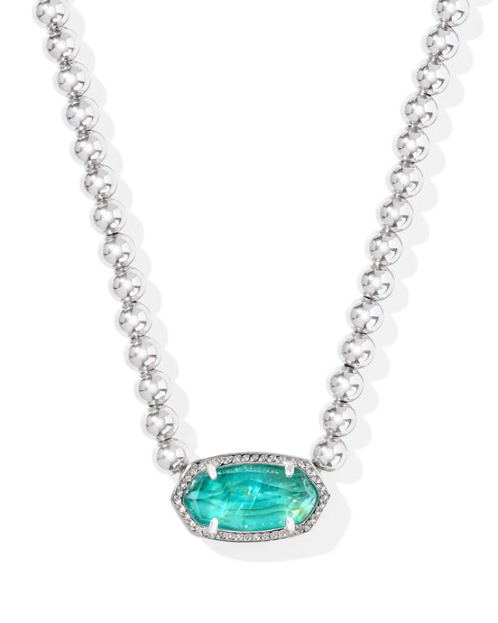 Kendra Scott Elisa Silver Beaded Necklace in Bright Aqua Illusion
