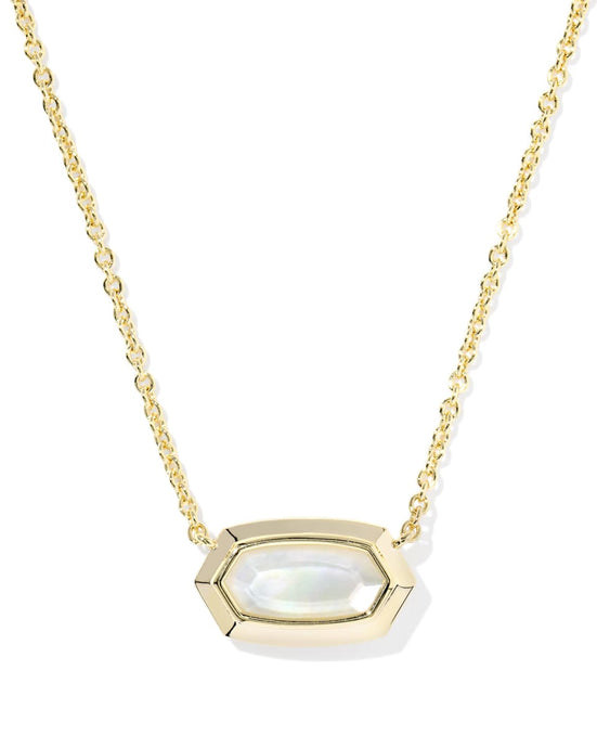 Kendra Scott Elisa Bezel PNDNT Necklace in Gold- Ivory MOP