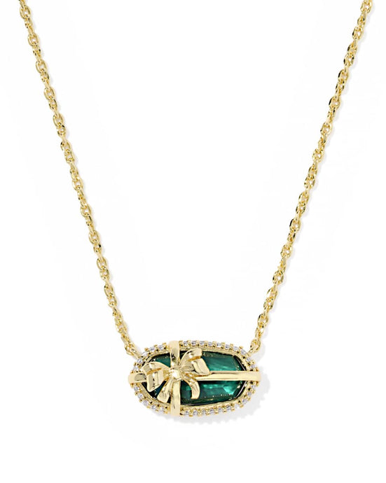 Kendra Scott Elisa Bow Short Pndnt Necklace in Gold/Pine Illusion
