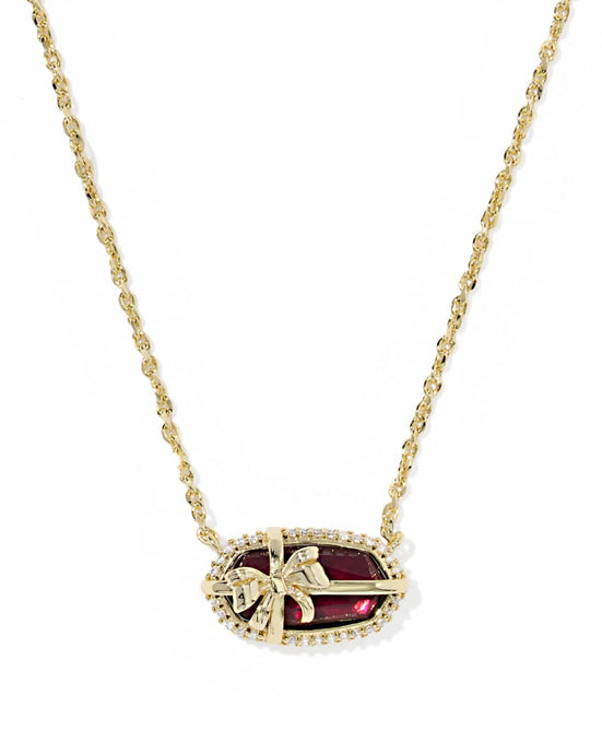 Kendra Scott Elisa Bow Short Pndnt Necklace in Gold/Dark Burgundy Illusion