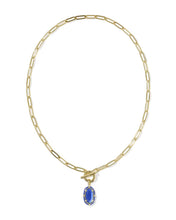 Load image into Gallery viewer, Kendra Scott Elisa Enml Lnk Chain Necklace Gold/Cobalt Illusion