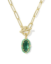 Load image into Gallery viewer, Kendra Scott Elisa Enml Lnk Chain Necklace Gold/Emerald Illusion