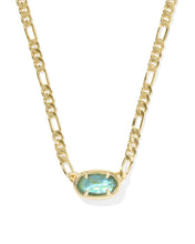 Load image into Gallery viewer, Kendra Scott Elisa Figaro Pendant Gold Necklace in Deep Aqua Illusion