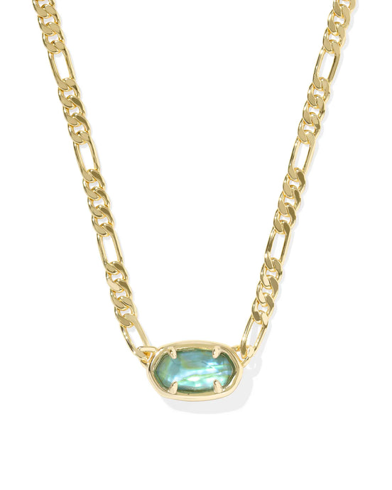 Kendra Scott Elisa Figaro Pendant Gold Necklace in Deep Aqua Illusion