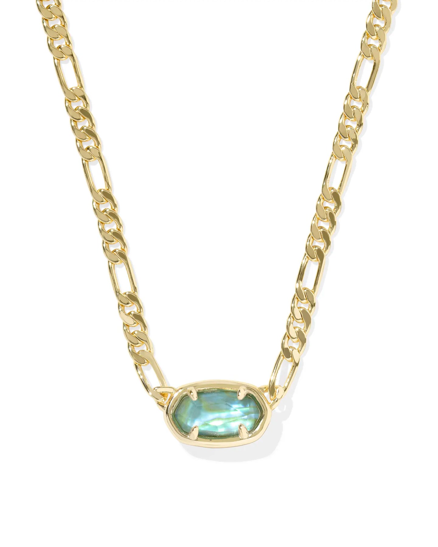 Kendra Scott Elisa Figaro Pendant Gold Necklace in Deep Aqua Illusion