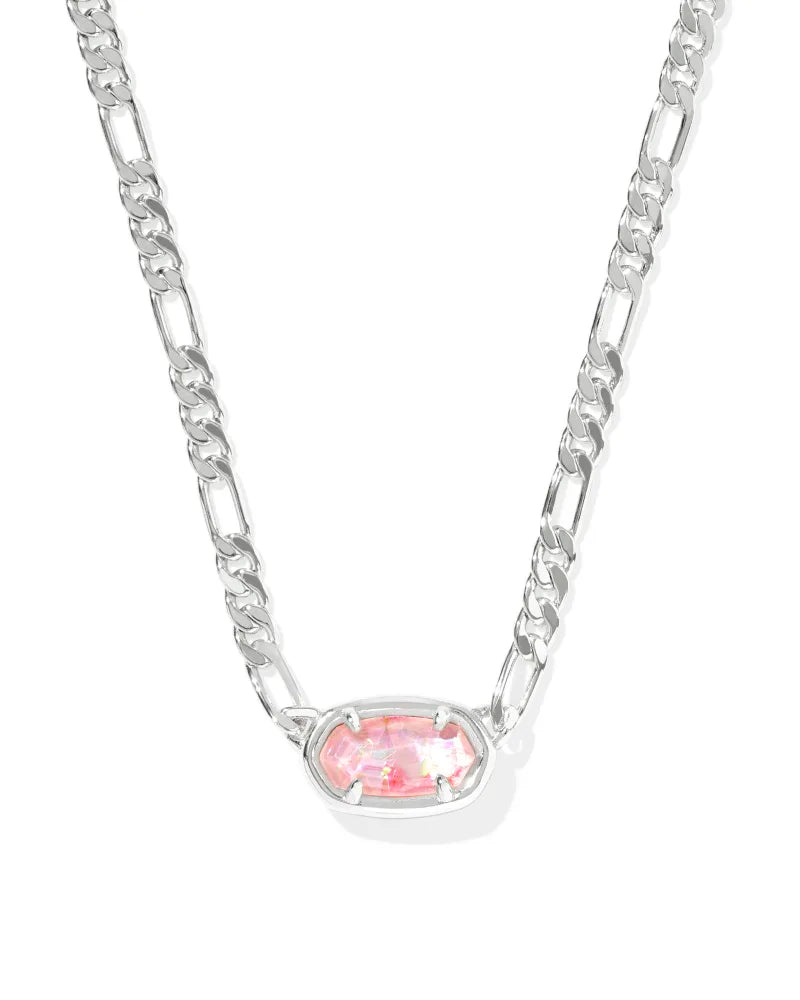 Kendra Scott Elisa Figaro Pendant Silver Necklace in Pink Iridescent MOP
