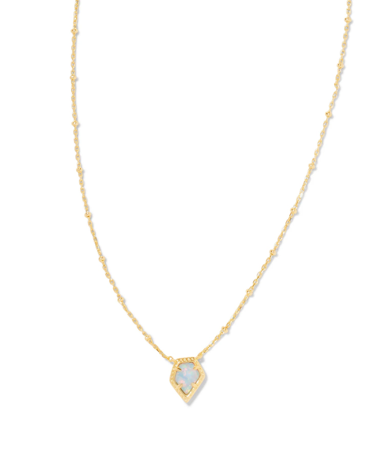Kendra Scott Gold Framed Tessa Pendant Necklace Luster Lt Blue Opal