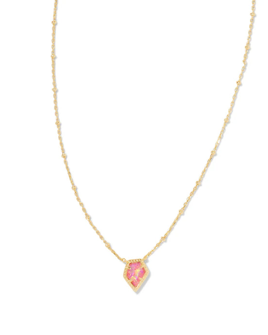 Kendra Scott Gold Framed Tessa Pendant Necklace Rose Pink Drusy