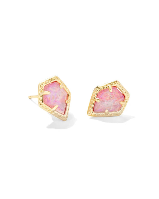Kendra Scott Framed Gold Tessa Stud Earrings Rose Pink Opal