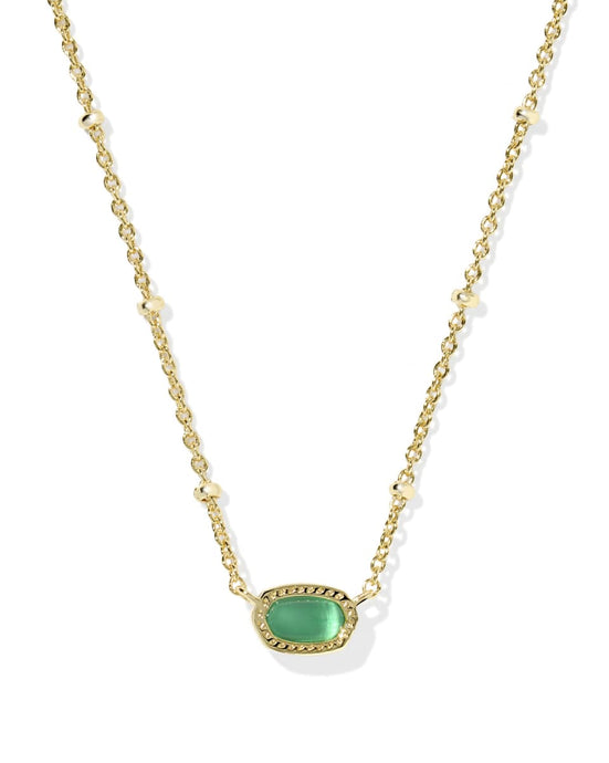 Kendra Scott Mini Elisa Gold Satellite Short Pendant Necklace Emerald Cats Eye