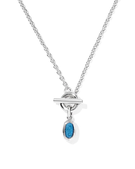 Kendra Scott Mini Elisa Toggle Silver Necklace in Variegated Indigo Magnesite