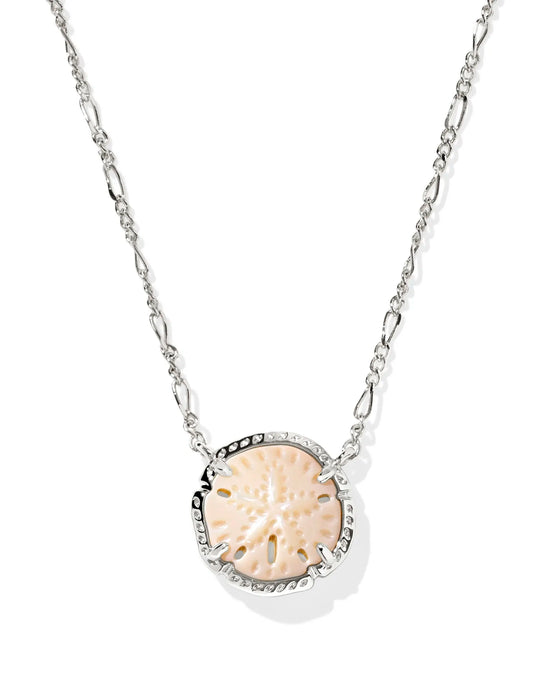 Kendra Scott Sand Dollar Necklace in Silver Natural MOP