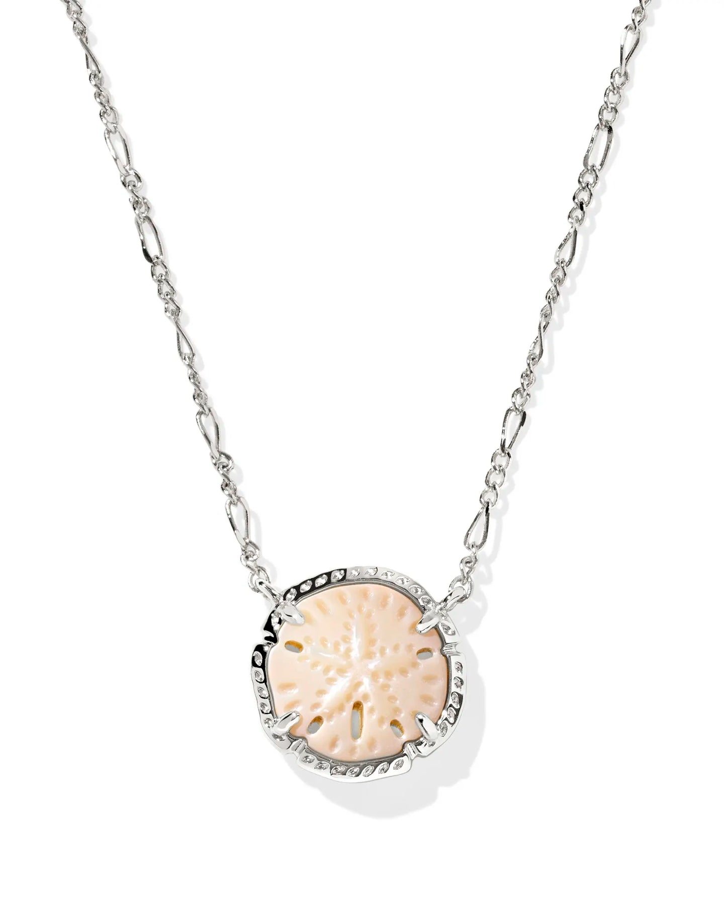 Kendra Scott Sand Dollar Necklace in Silver Natural MOP