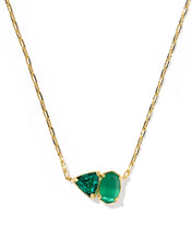 Load image into Gallery viewer, Kendra Scott Tatum Short Pendant Gold Necklace in Dark Green Mix