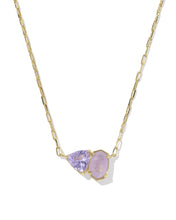 Load image into Gallery viewer, Kendra Scott Tatum Short Pendant Gold Necklace in Purple Mix