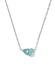 Load image into Gallery viewer, Kendra Scott Tatum Short Pendant Silver Necklace in Light Blue Mix
