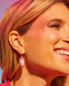 Kendra Scott Framed Gold Tessa Stud Earrings Rose Pink Opal