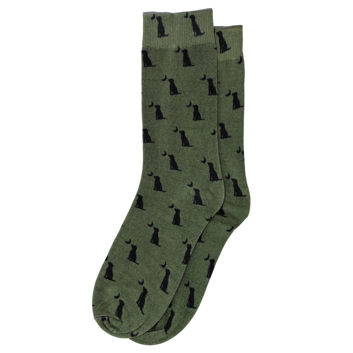 Local Boy Dress Socks in Olive Dog & Moon