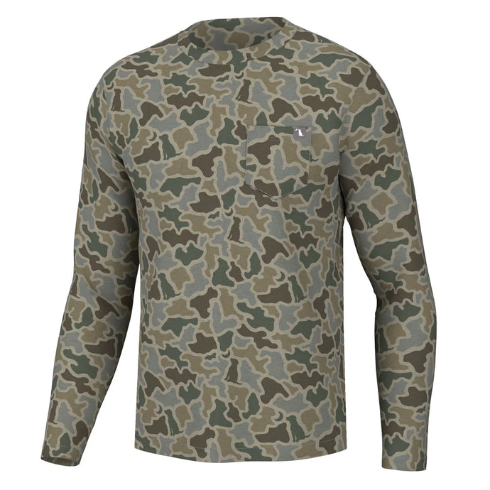 Local Boy Heather Blend LS Crew in Sand Dog & Moon Camo