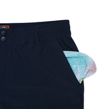 Load image into Gallery viewer, Burlebo 7&quot; Everyday Shorts in Deep Water Navy with Mayan Pocket