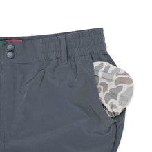 Load image into Gallery viewer, Burlebo 5.5" Everyday Shorts in River Rock Grey with Classic Deer Camo Pockets