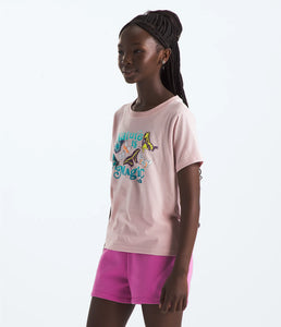 North Face Girls' Graphic SS Tee Pink Moss