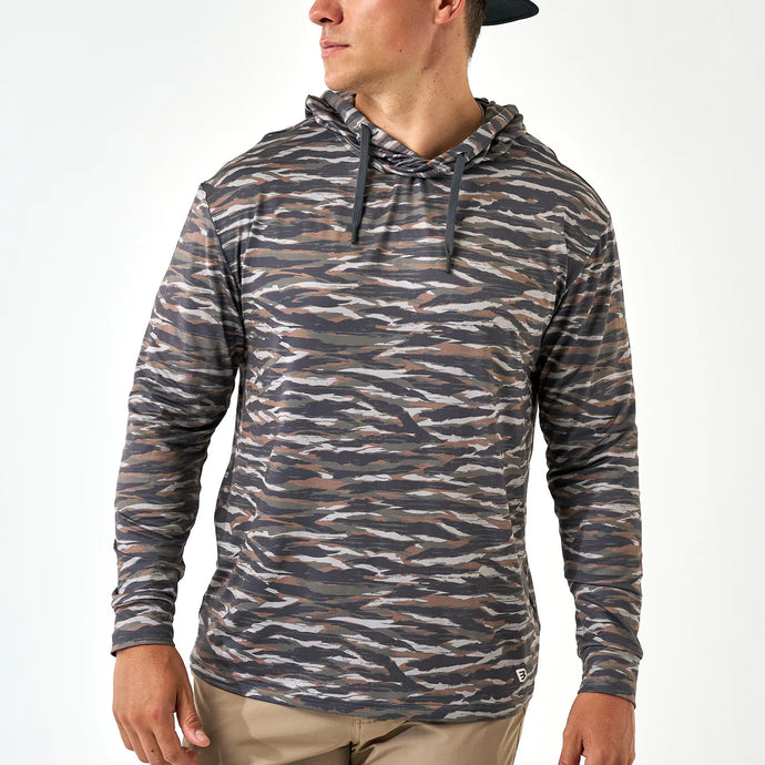 Burlebo Men's Performance Hoodie in Tiger Stripe Camo-Wetland