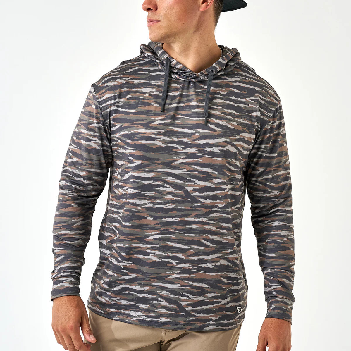 Burlebo Men's Performance Hoodie in Tiger Stripe Camo-Wetland