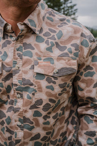 Burlebo Pintail Camo Cotton Twill Long Sleeve Button Up