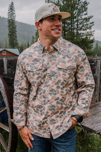 Burlebo Pintail Camo Cotton Twill Long Sleeve Button Up