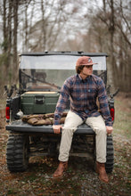 Load image into Gallery viewer, Local Boy Phelan Stretch Flannel in Navy/Charcoal/Red