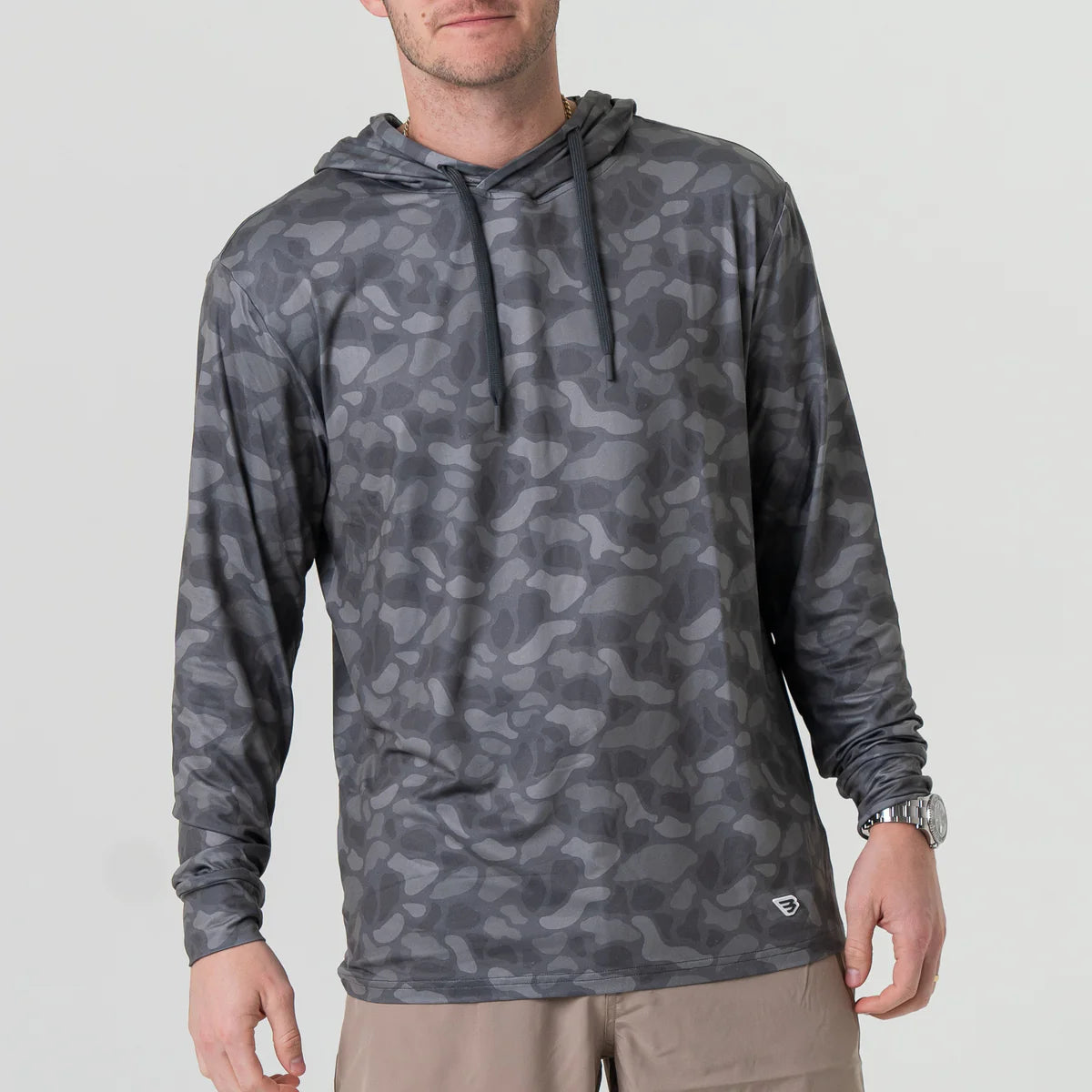 Burlebo Men's Performance Hoodie in Stone Camo