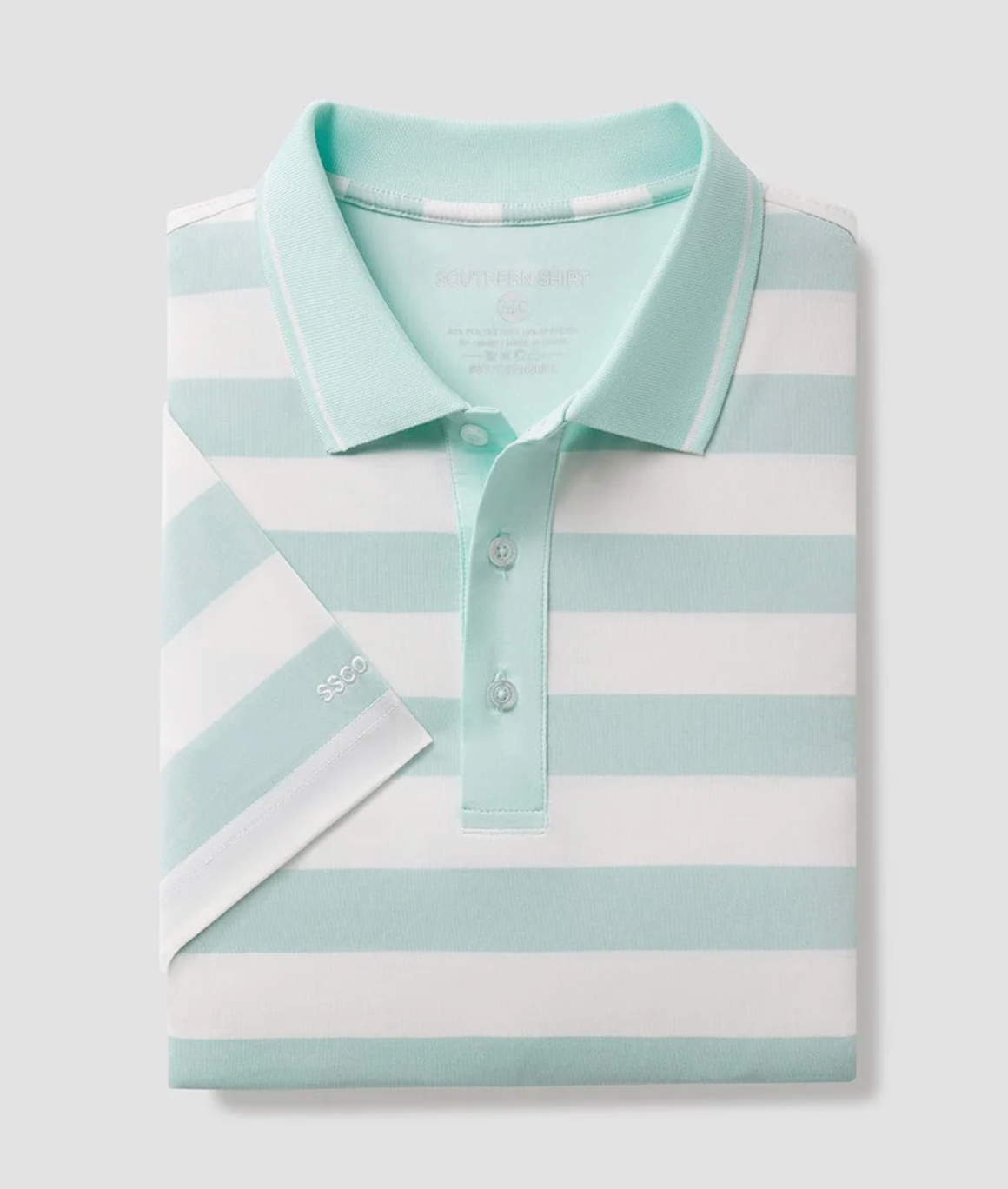 Southern Shirt Tee Off Heather Stripe Polo Beach Glass